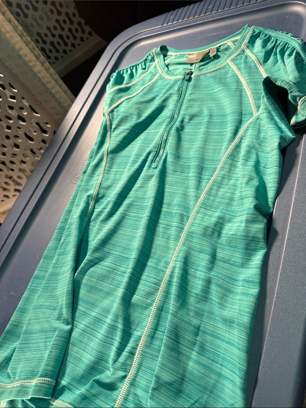 Athleta Teal Green Short-Sleeve Zip Swim Coverup